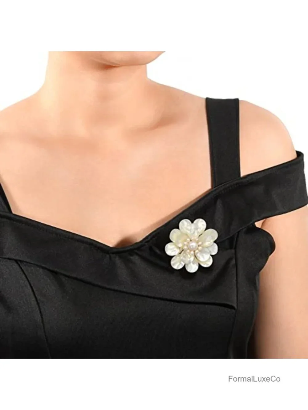 Handmade Lotus Brooch with Mother of Pearl & Freshwater Pearls